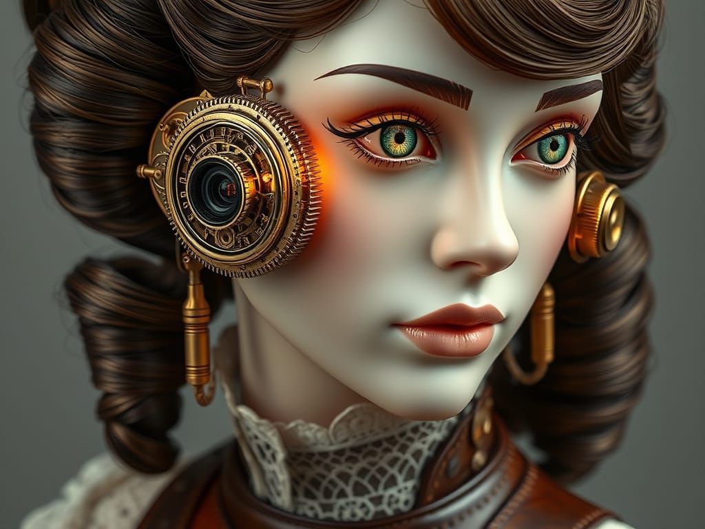 Steampunk Automaton Portrait with Clockwork Details