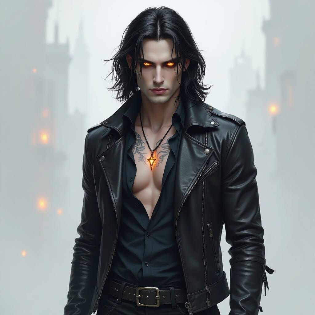 Dark Fae Male Character with Glowing Eyes
