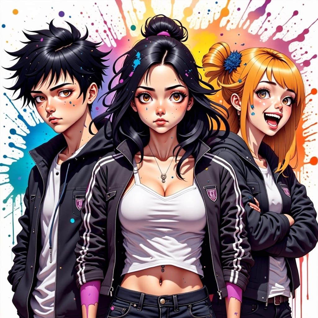 Dynamic Anime Characters in Studio Trigger Style