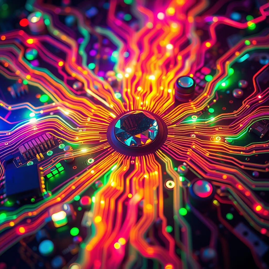 Glowing Circuit Boards with Biological Gemstone Supernova
