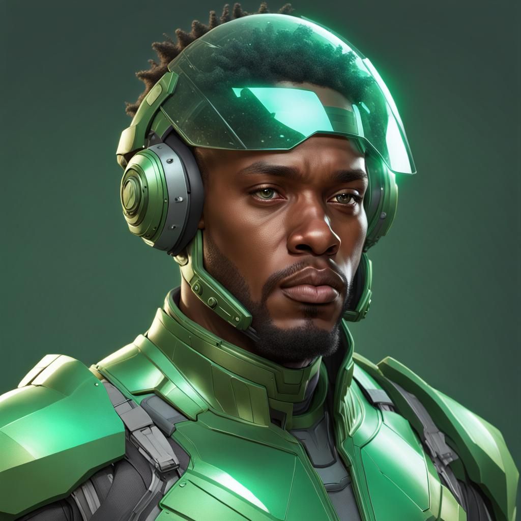 Man in Green Exo-Suit Concept Art