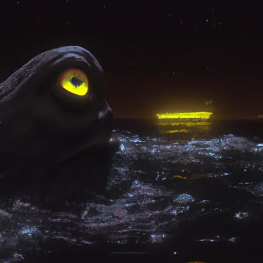 Giant Sea Monster Emerges at Night