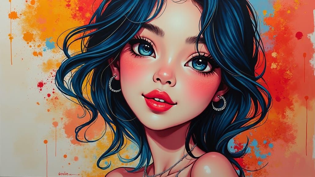Stunning Woman Portrait in Graffiti Art Style