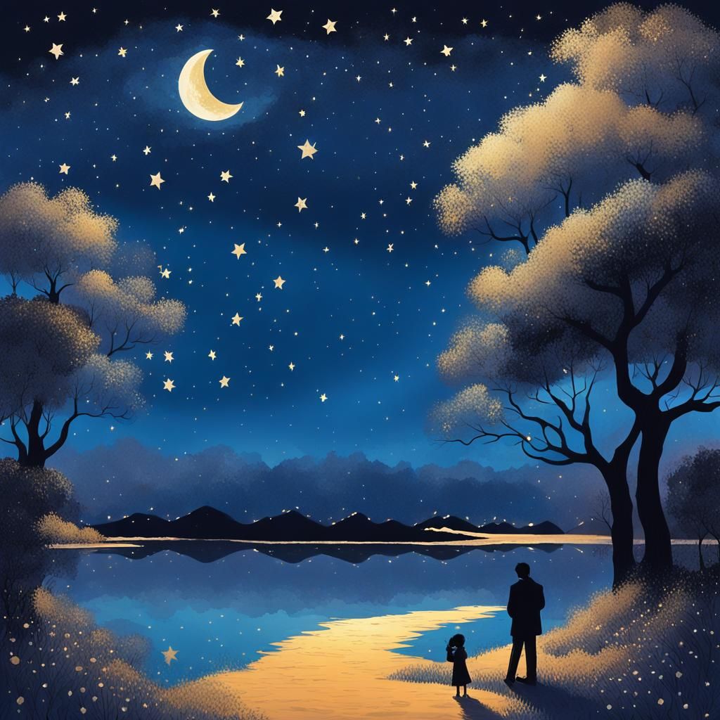 Day and Night Split Composition with Trees