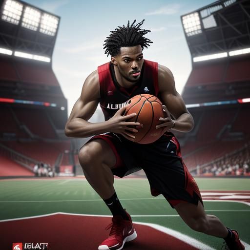 Louisville Cardinals Basketball Player in Hyperrealistic Spl...