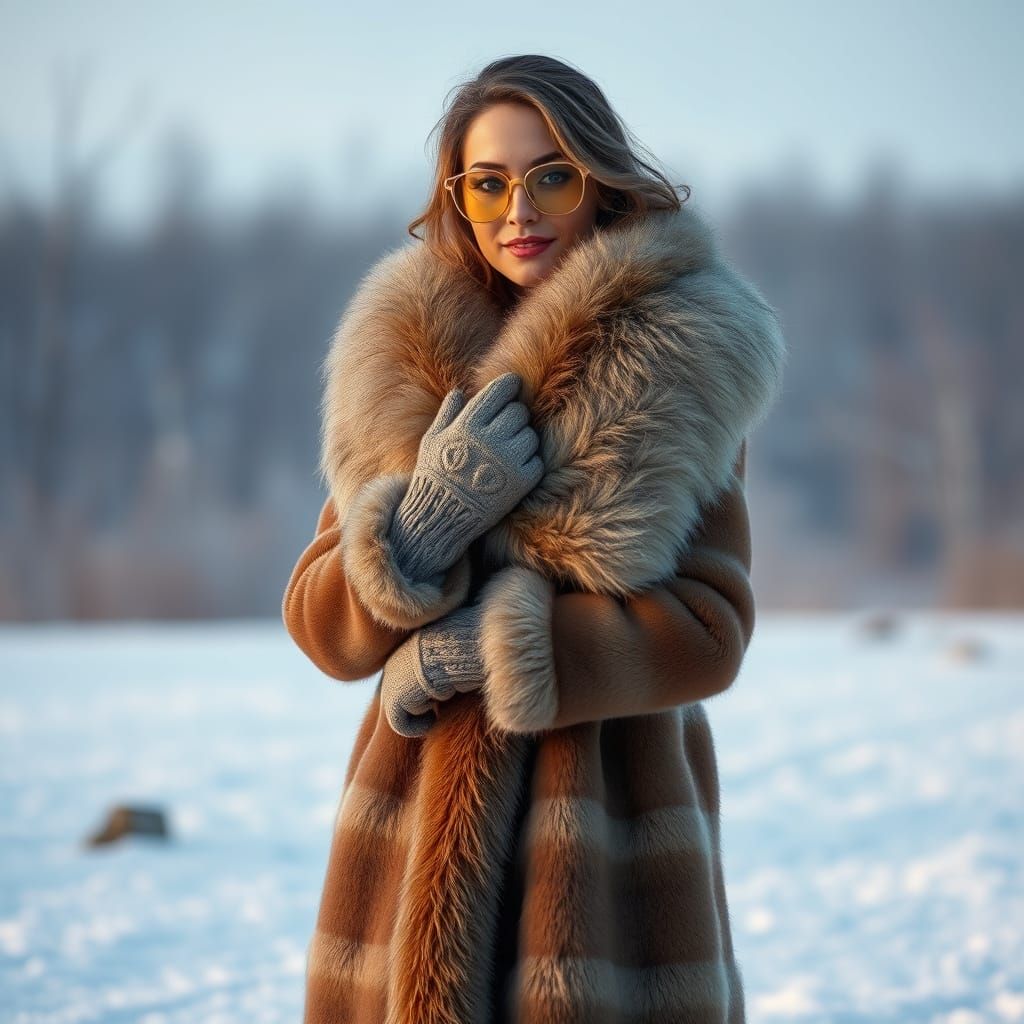 Winter Woman in Fur, Art Nouveau Style