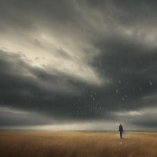 Sad Anime Man in Rain: Emotive 3D Portrait