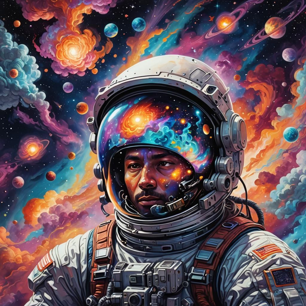 Astronaut in Astral Dreamscape: Visionary Cosmic Art