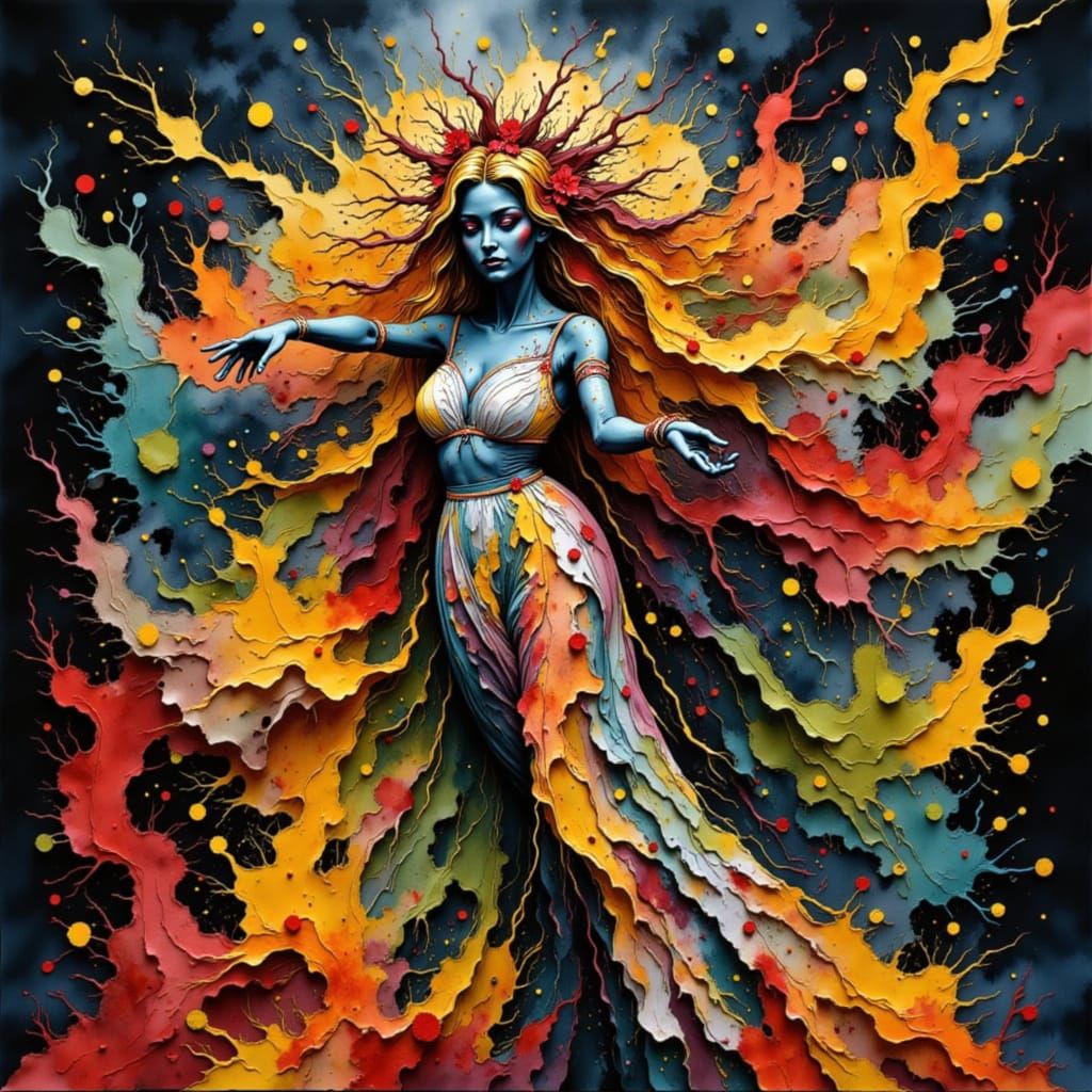 Dramatic Rain Dance in Papercut Style