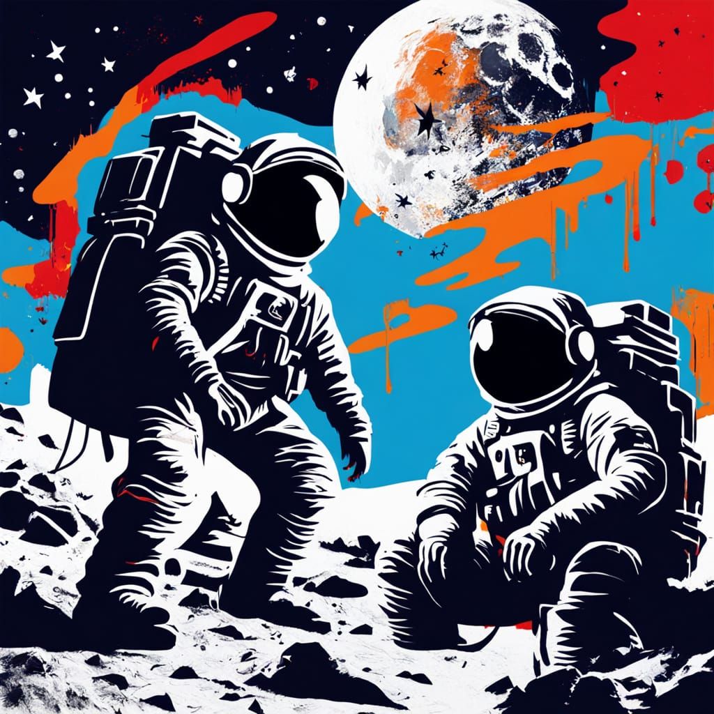 Cosmic Warriors in Vibrant Graffiti Style