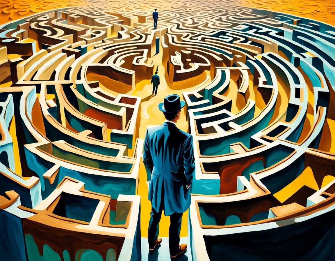 Surreal Maze Portrait in Dreamlike Style