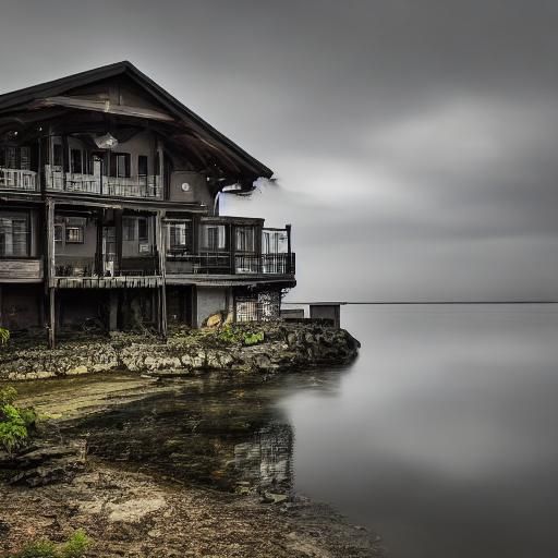 Dark Lakehouse in Rain: Professional Photography