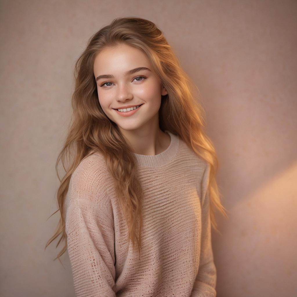 Gentle Portrait of a Smiling Girl in Soft Light