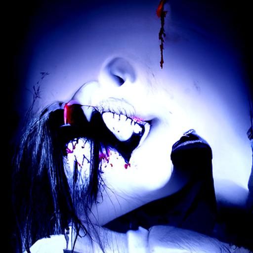 Psychotic Vampire with Bloody Fangs