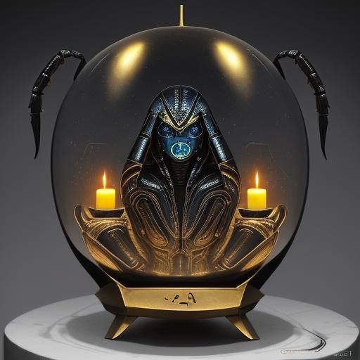 Cyberpunk Scarab Beetle in Bio-Mechanical Style