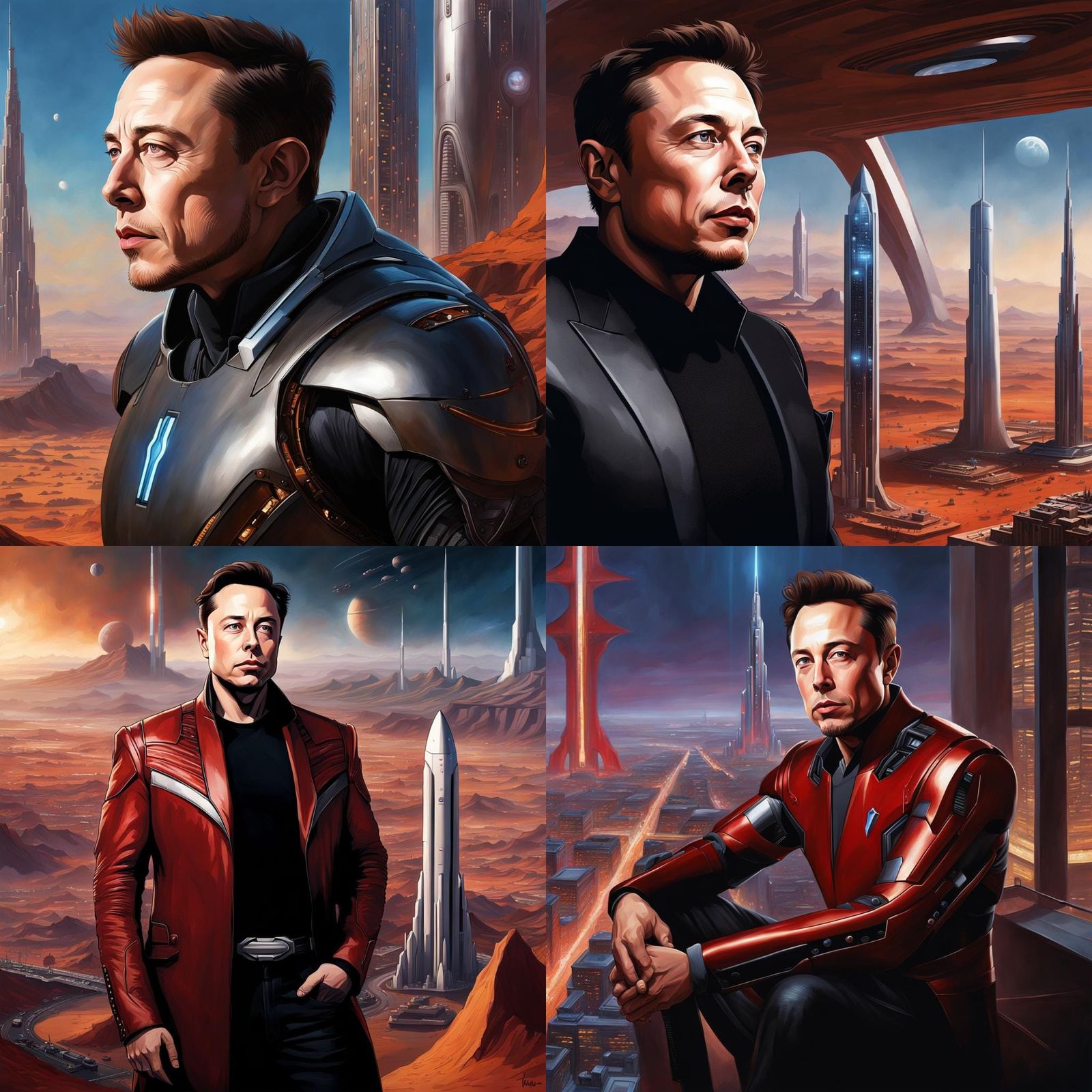 Cyborg Elon Musk in Mars City: A Futuristic Vision