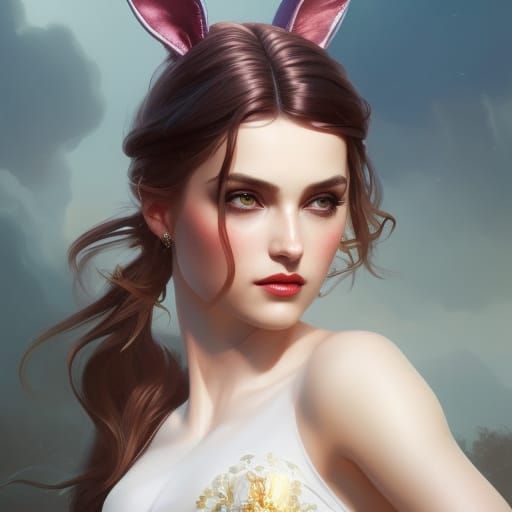 Bunny Ears Portrait in Hyperdetailed Digital Art
