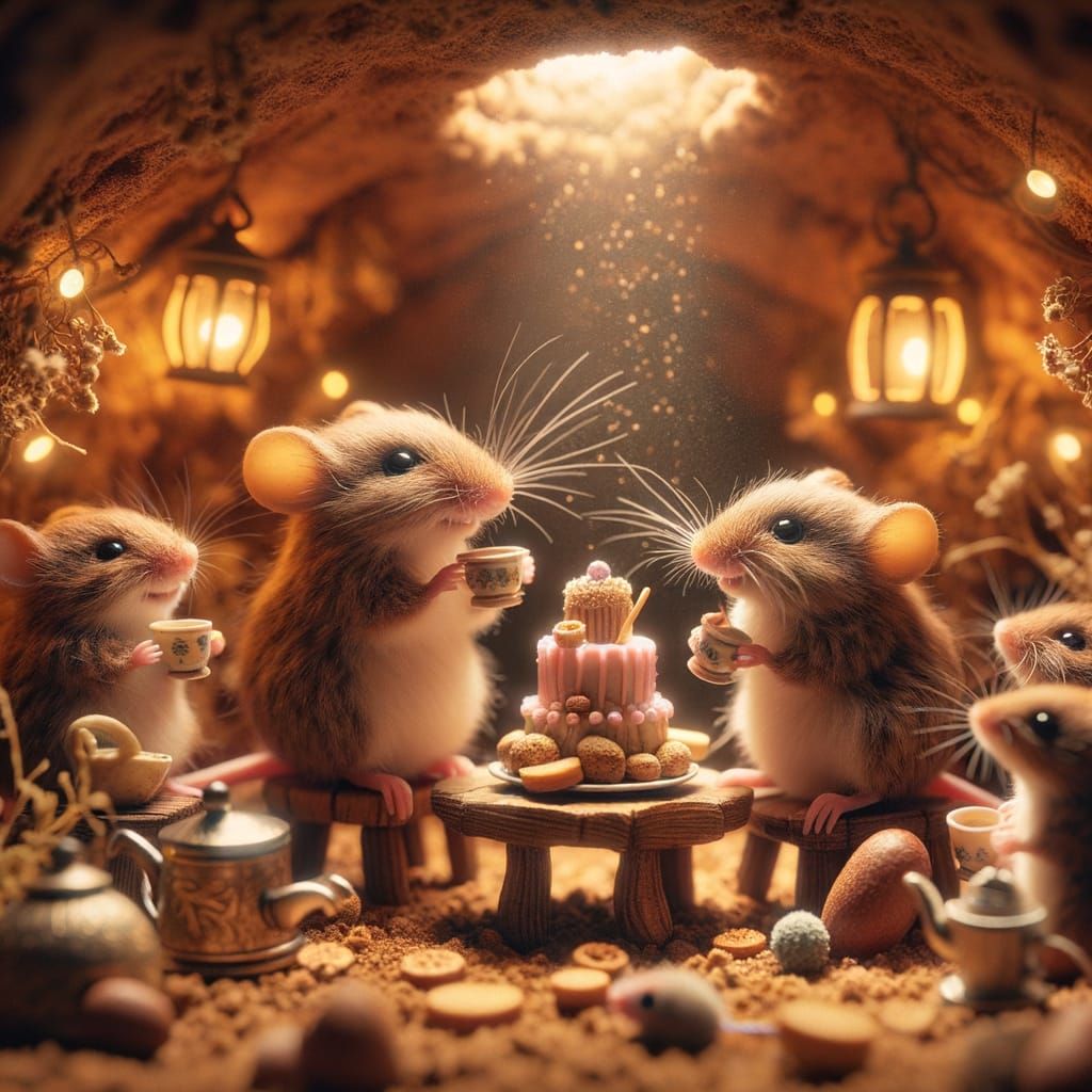 Enchanting Tea Party for Mice in Burrow