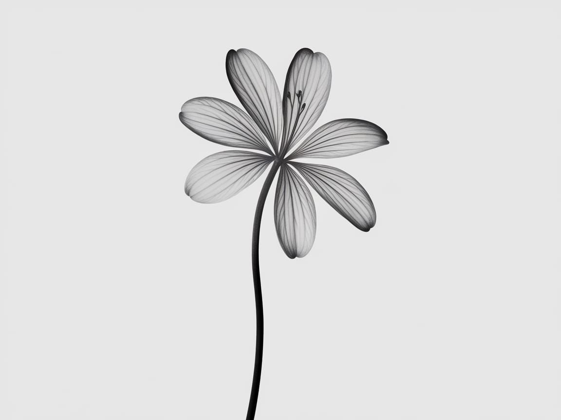 Monochrome X-Ray Flower with Delicate Petals