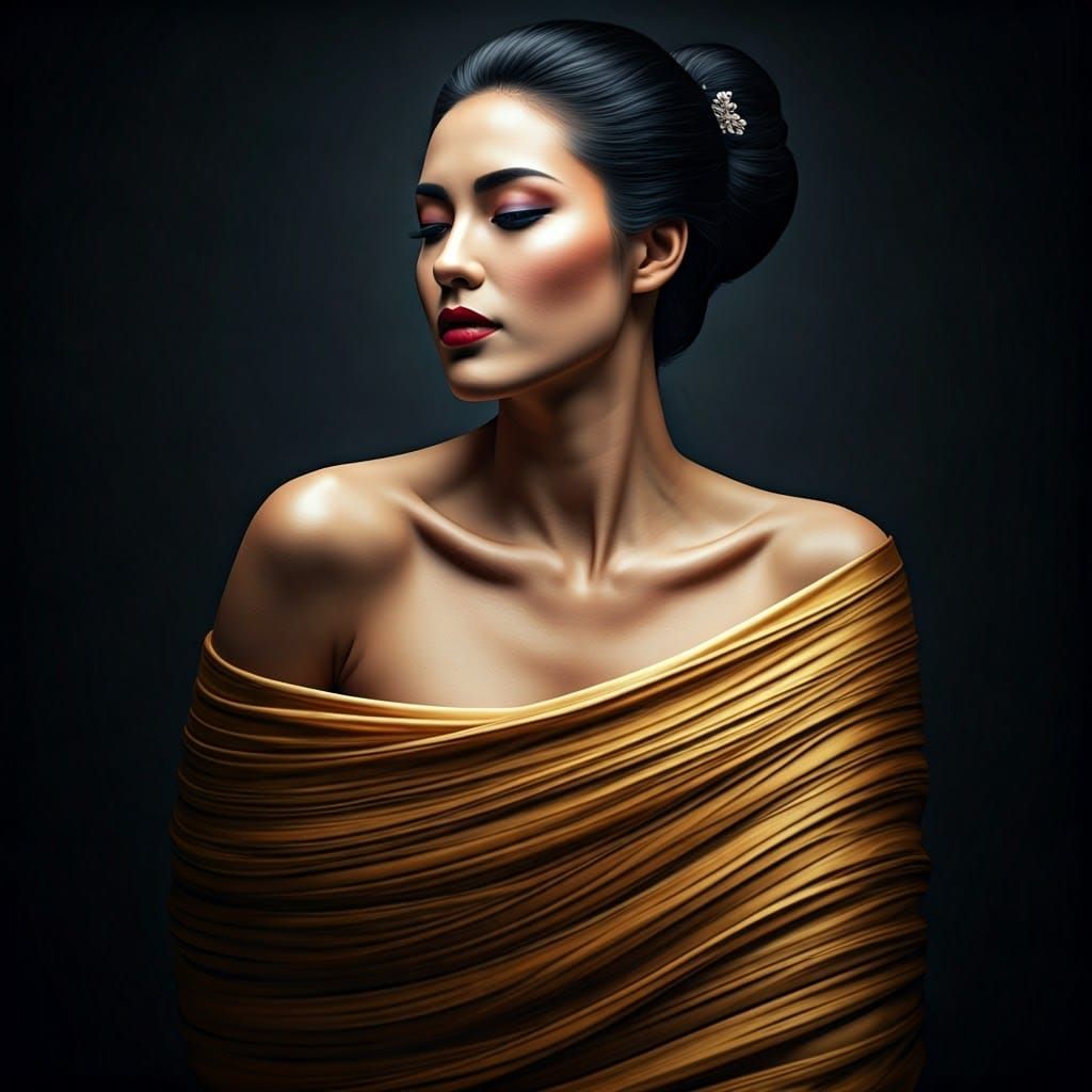 Elegant Woman in Kinbaku Shibari Bondage Art