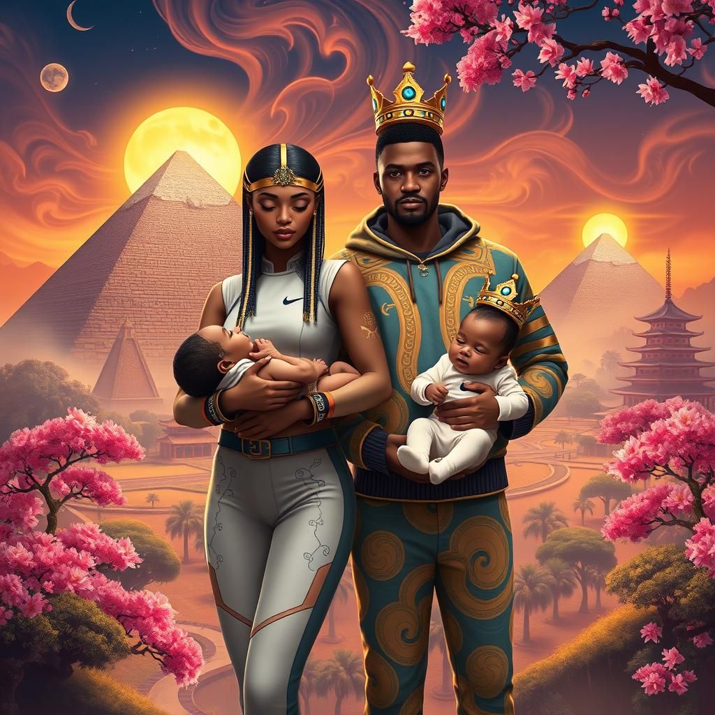Fantasy Royal Couple with Twins, Detailed Matte Painting