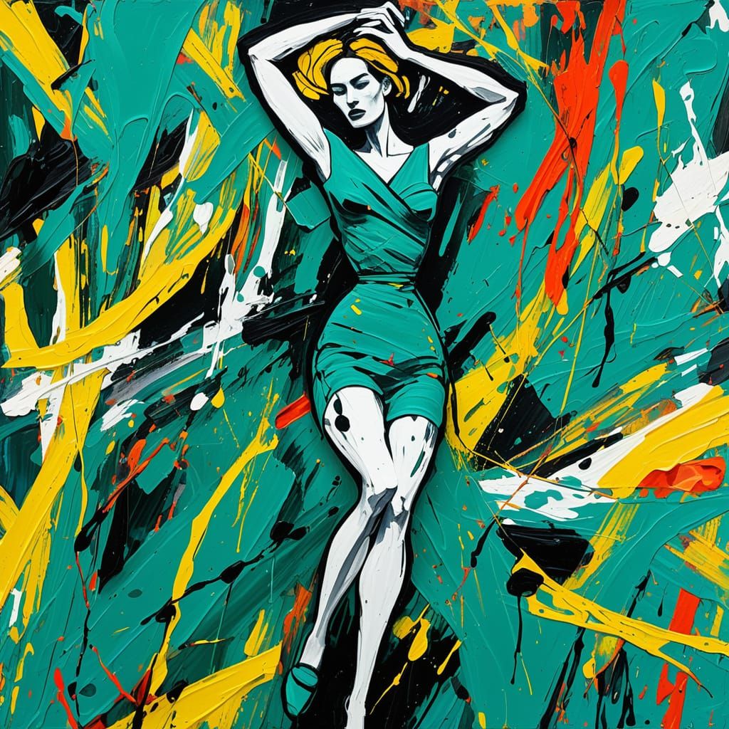 Seductive Portrait in Willem de Kooning Style with Heavy Imp...