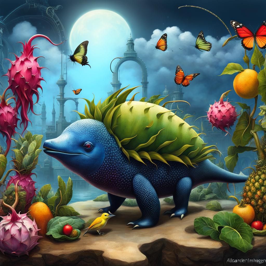 Surreal Hybrid Vegetables in Whimsical Architecture