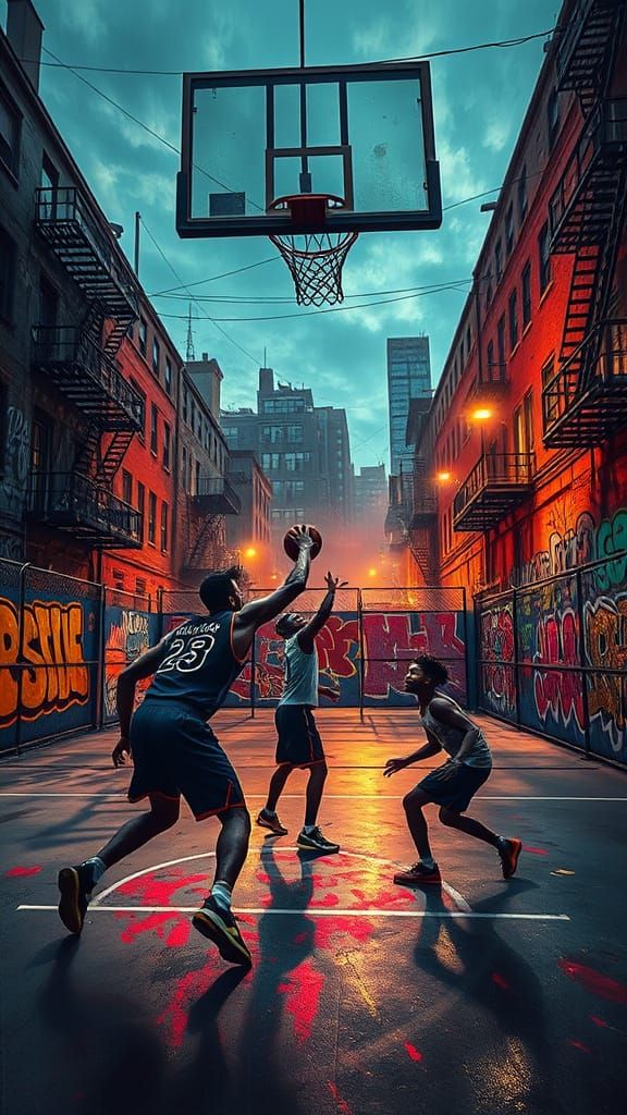 Bronx Street Basketball Game in the 1980s