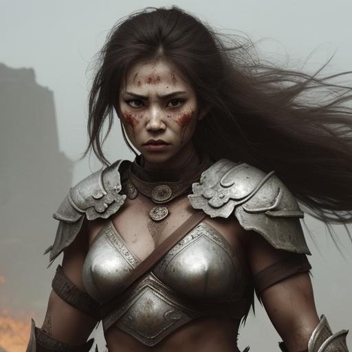 Powerful Warrior Woman Ready for Battle