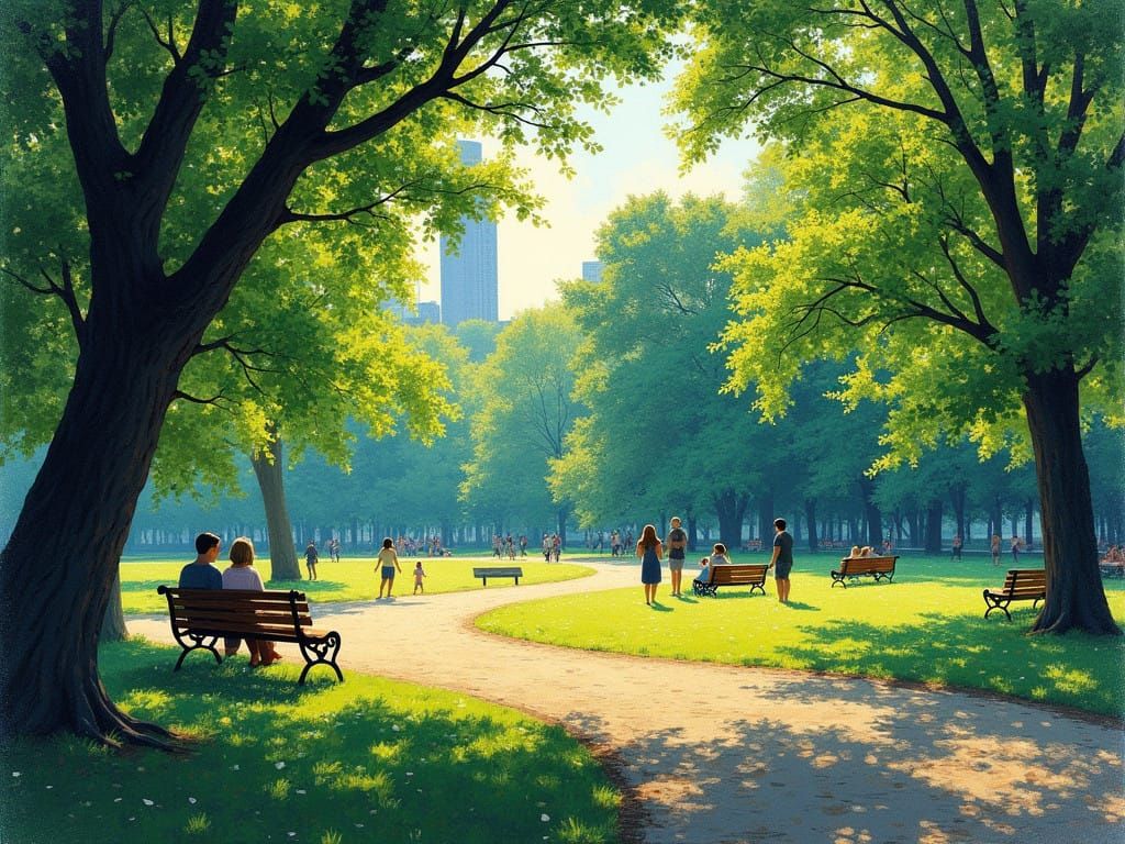 Saturday Afternoon in Central Park, Pointillist Style