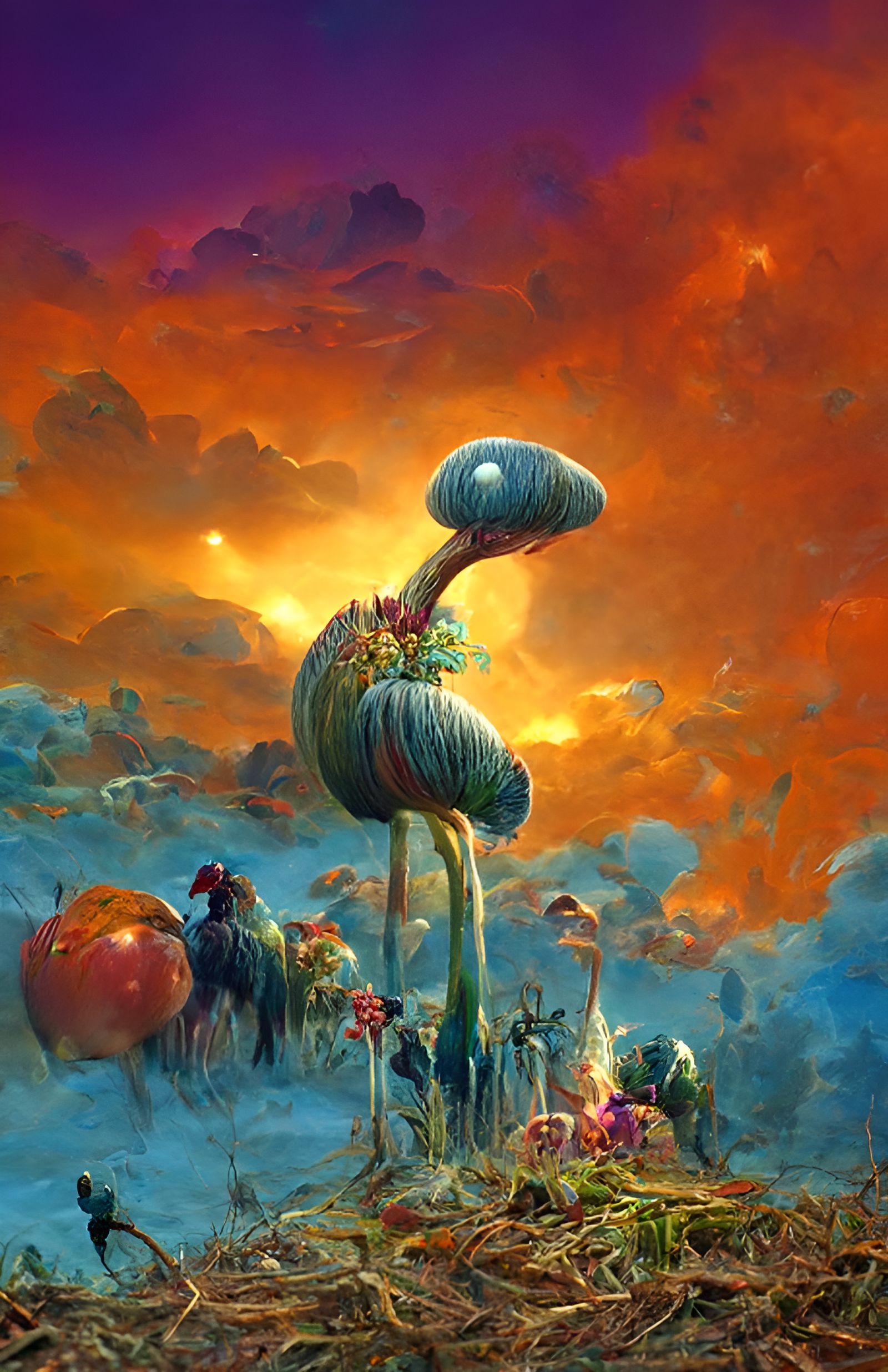 Golden Maize Mushroom Planet: Fantastical Realism