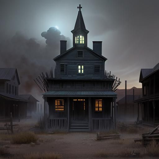 Sinister Spectral Spirit Haunts Old West Town