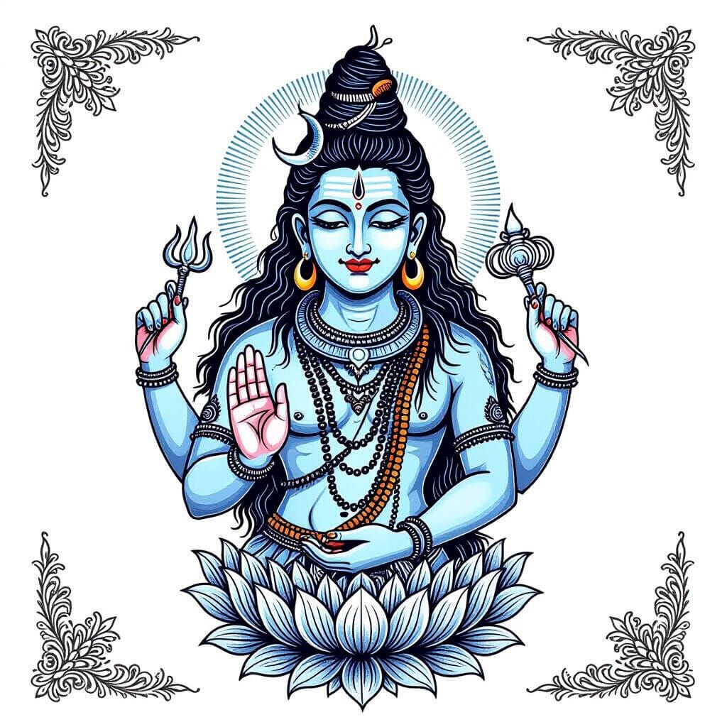 Shiva Tattoo Art in Miniature Style