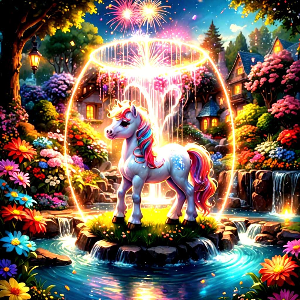 Bioluminescent Chibi Pony in Candy Garden