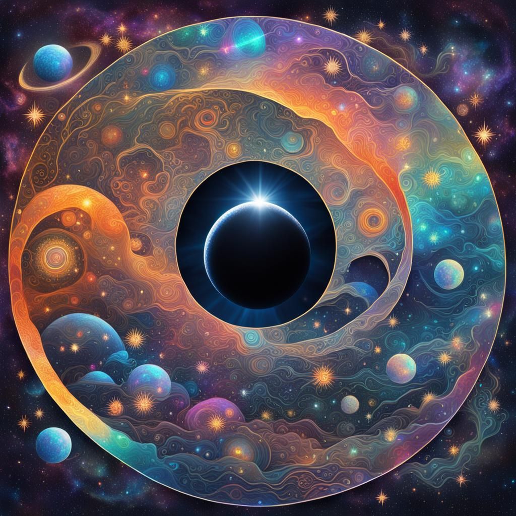 Holographic Cosmic Eclipse by Pablo Amaringo