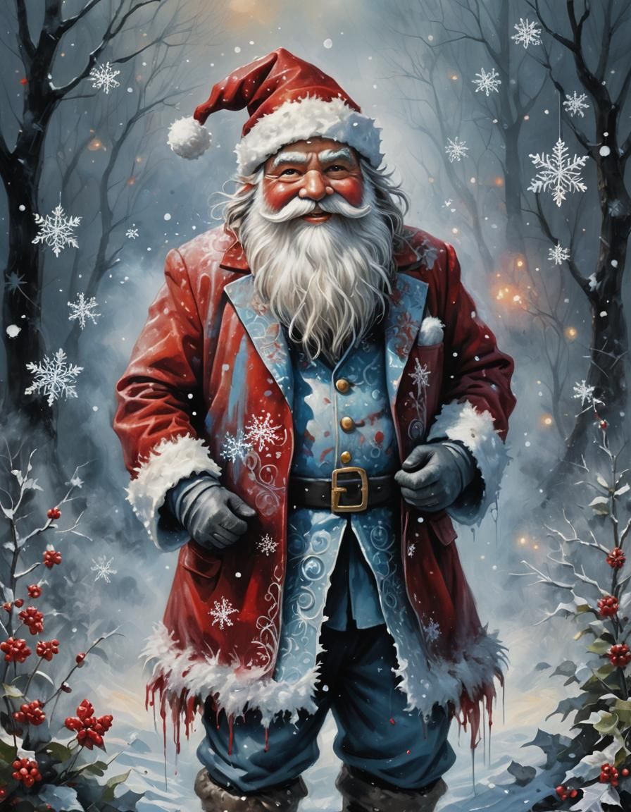 Gnome Santa Claus in Whimsical Oil Painting Style