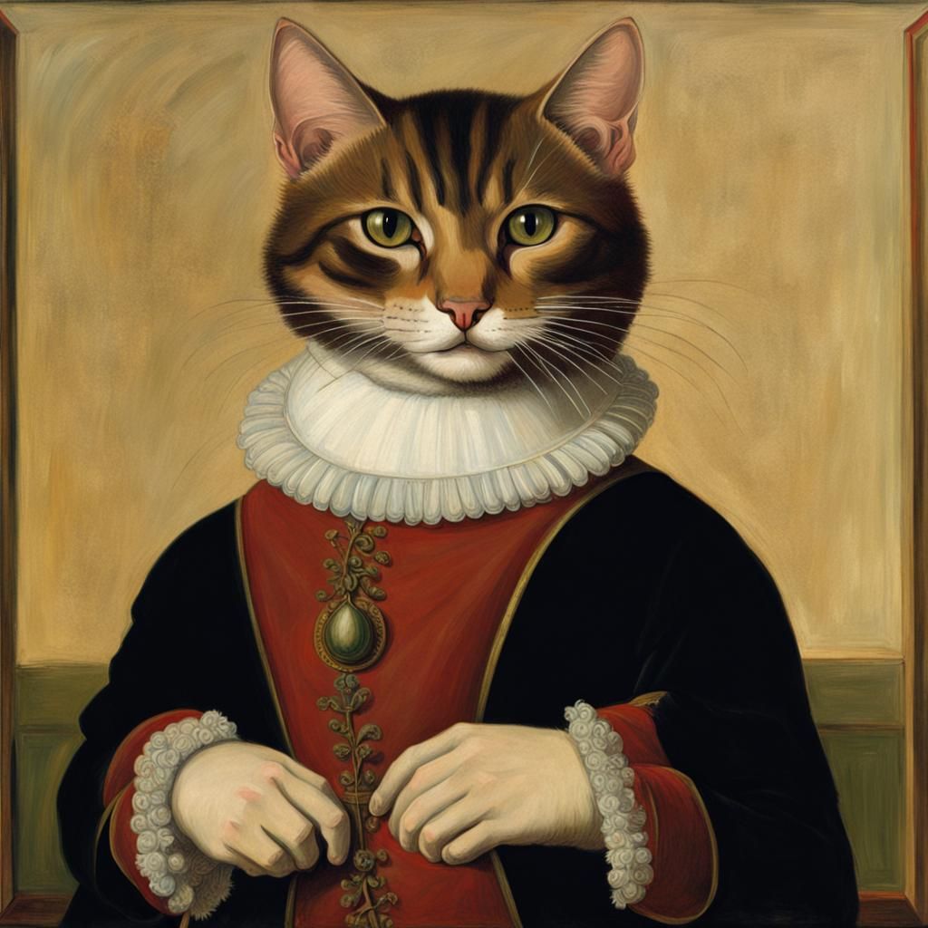 Renaissance Noblecat Portrait: A Feline Lord