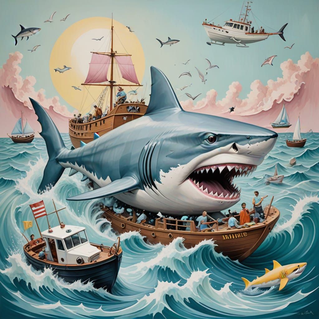 Dadaist Shark Attack Anti-War Artwork