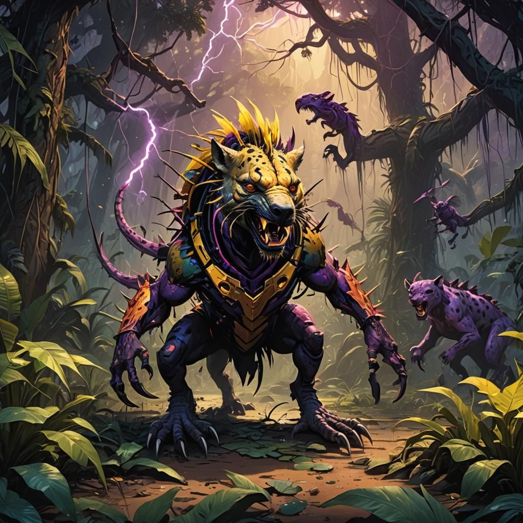 Parrot Scorpion Hybrid in Dark Fantasy Jungle