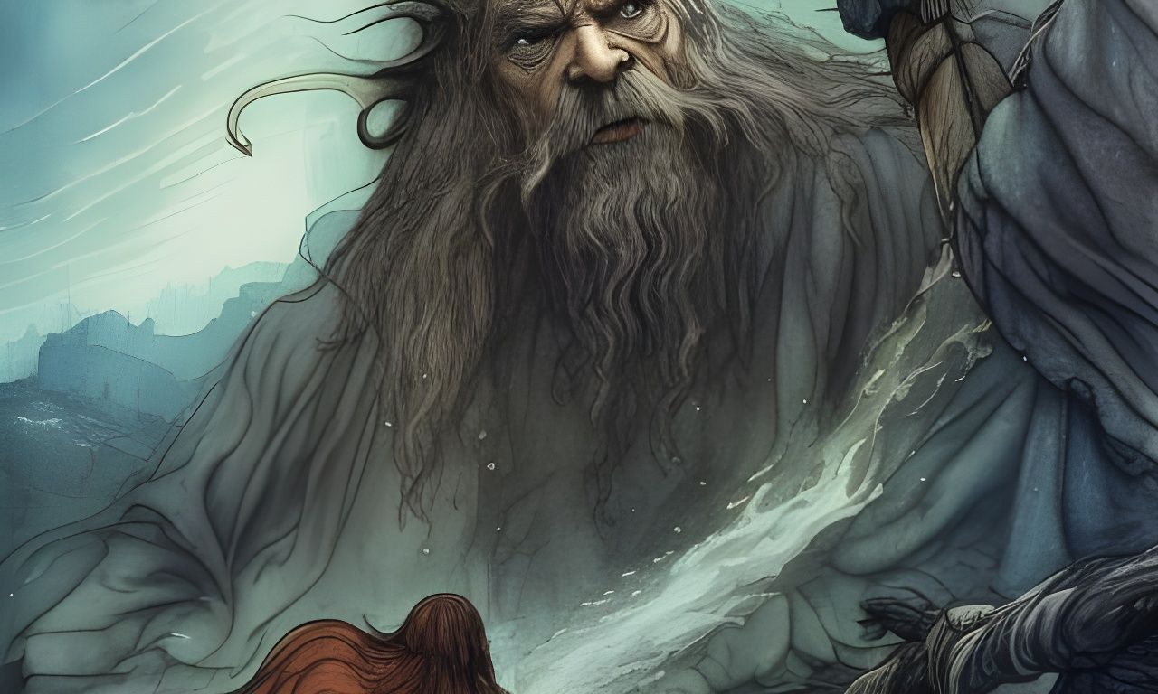 Gandalf Confronts Balrog in Moria, Digital Art