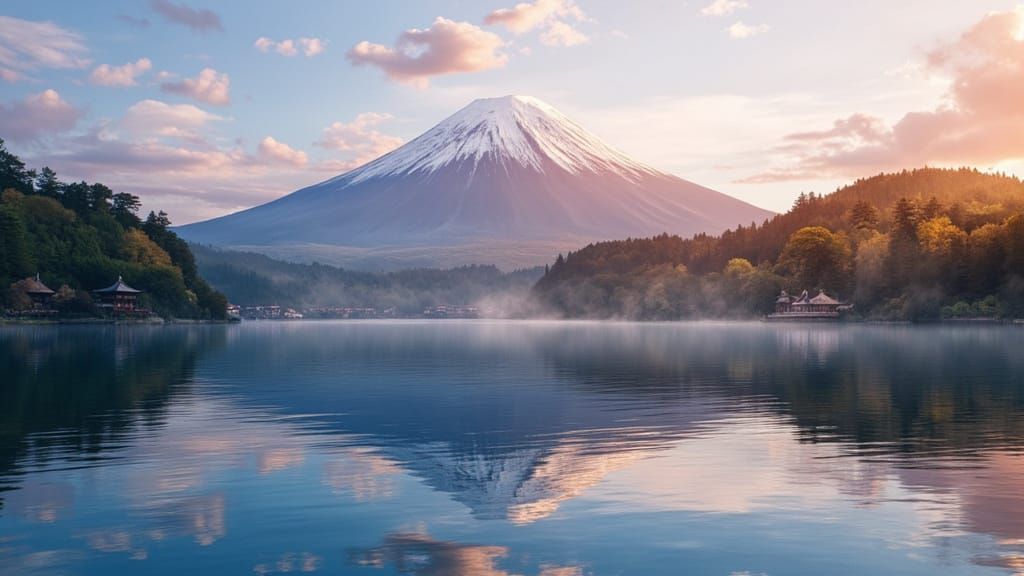 Mount Fuji Reflection at Serene Lake Kawaguchiko
