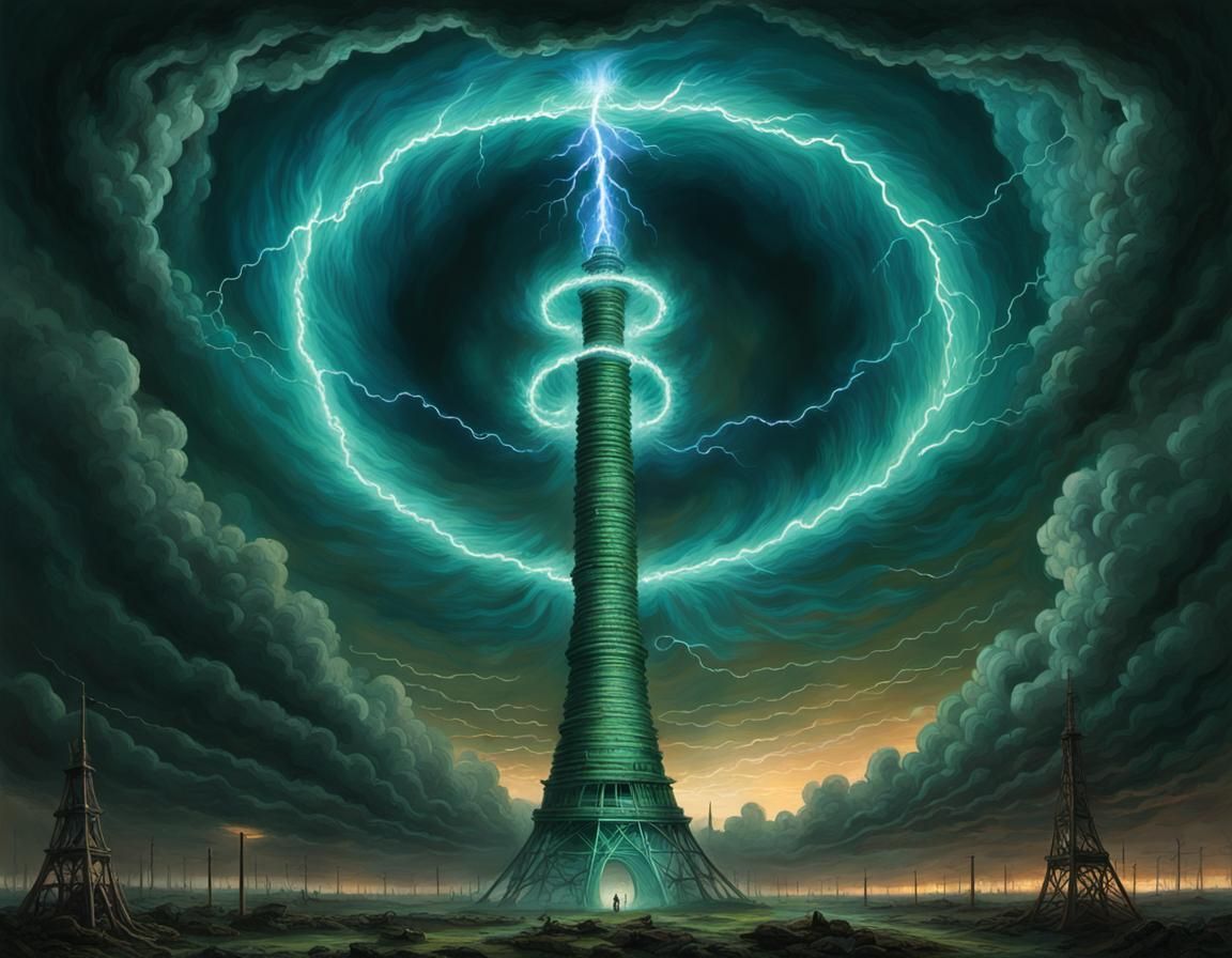 Electromagnetic Plasma Tornado Tower in Dramatic Style