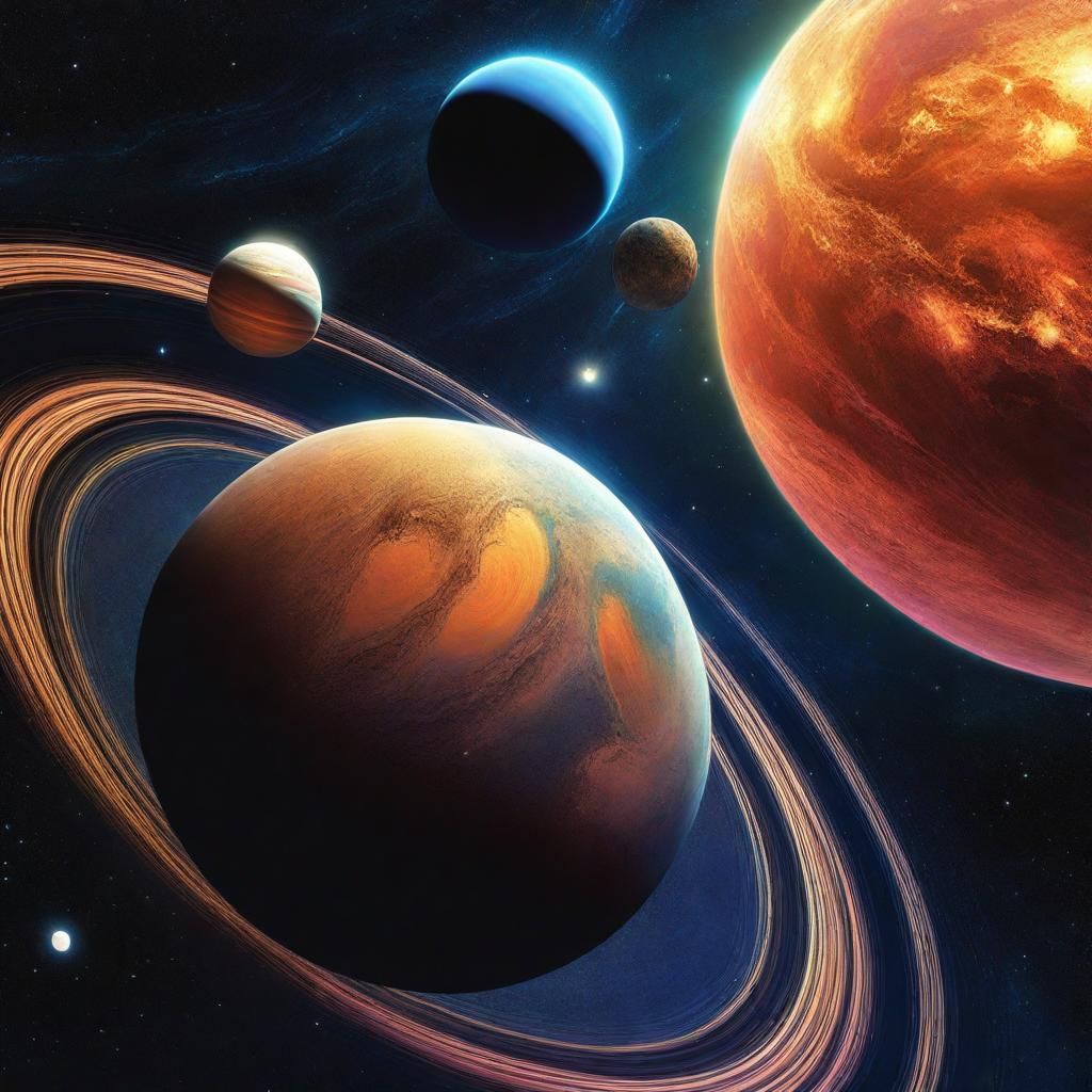 Vibrant Planets in Deep Space Digital Art