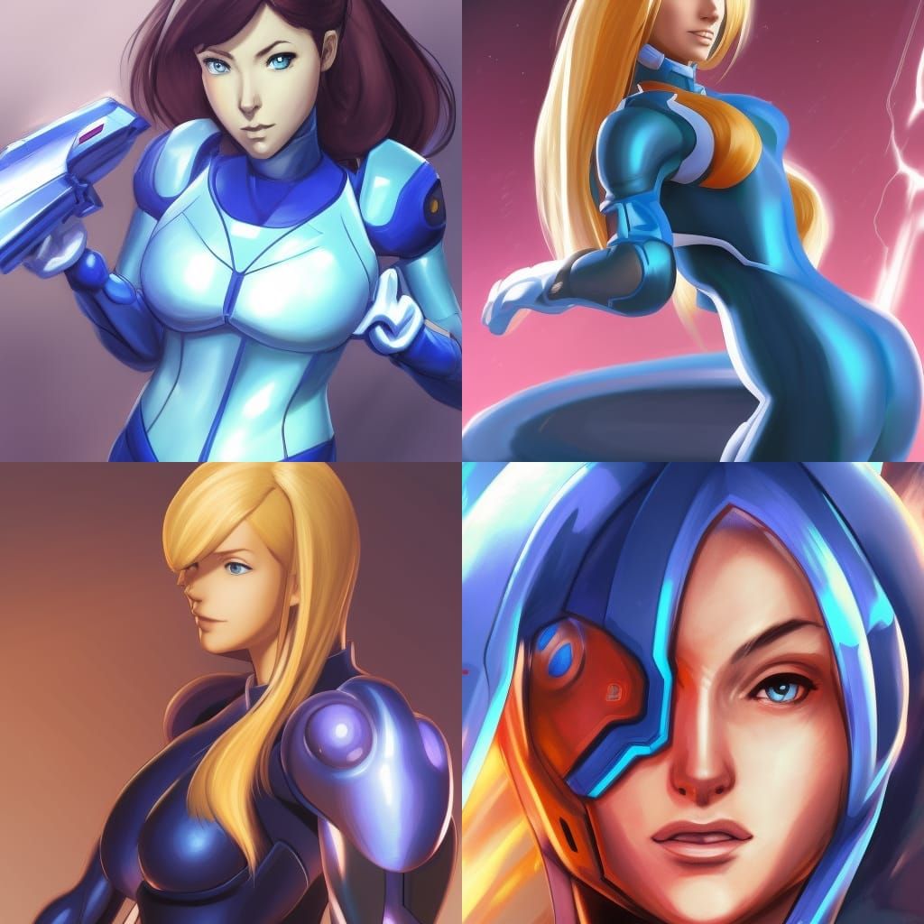 Zero Suit Samus Aran Portrait in Art Nouveau Style