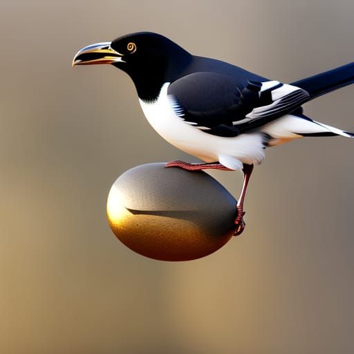 Magpie Stealing Gem Ring in Hyperdetailed Sunlight