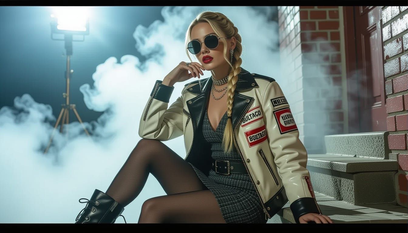 Steampunk Glam Actress Portrait with Bultaco Jacket