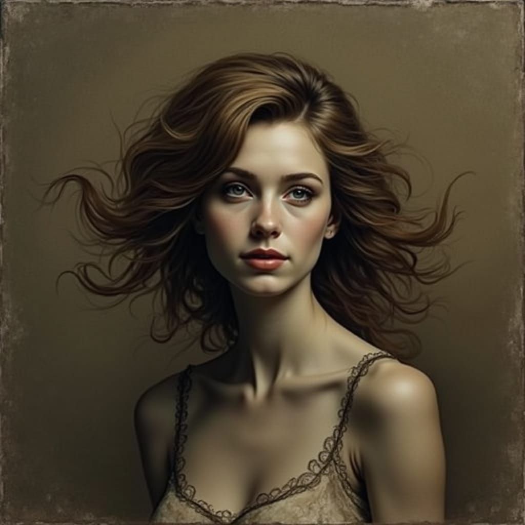 Abstract Etched Sketch with Intricate Linework