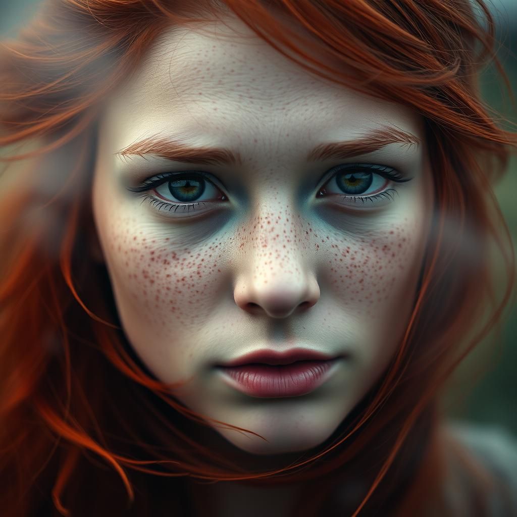 Ethereal Portrait of a Red-Haired Woman