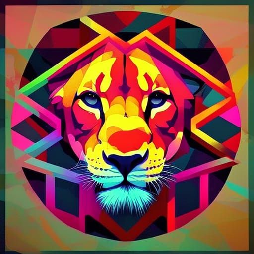 Lioness Geometric Mosaic Coat of Arms