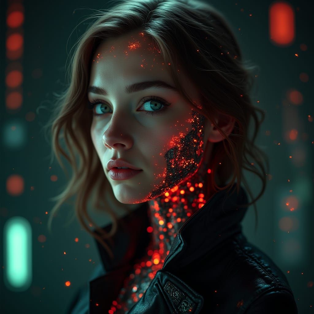 Woman Overtaken by AI, Skin Transforms into Circuits